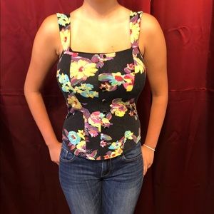 Black floral tank top